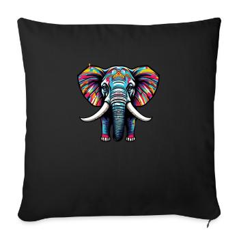 Colorful elephant from Africa ceremonially painted - Sofa pillowcase 17,3'' x 17,3'' (45 x 45 cm) - black - Front