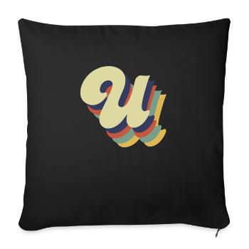 Retro U Letter - Sofa pillowcase 17,3'' x 17,3'' (45 x 45 cm) - black - Front