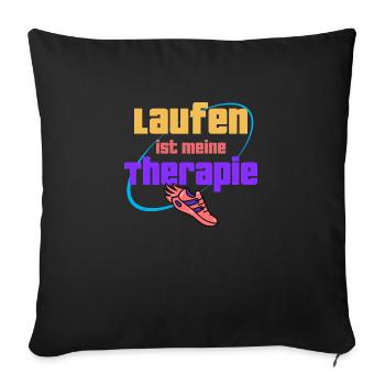 Laufen Joggen ist meine Therapie - Sofakissenbezug 45 x 45 cm - Schwarz - Vorne