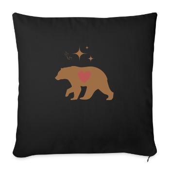 Ourse avec cœur - Housse de coussin décorative 45 x 45 cm - noir - Devant