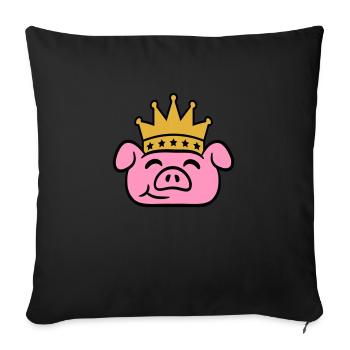 Pig King Head Queen Crown Prince Princess - Sofa pillowcase 17,3'' x 17,3'' (45 x 45 cm) - black - Front