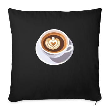 Coffee Frenchpress Cappuccino Latte Art - Sofa pillowcase 17,3'' x 17,3'' (45 x 45 cm) - black - Front