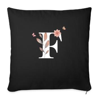 Buchstabe f Wildblumen Aquarelle - Sofakissenbezug 45 x 45 cm - Schwarz - Vorne