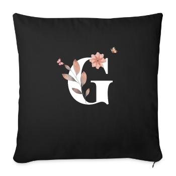 Lettre g fleurs sauvages aquarelles - Housse de coussin décorative 45 x 45 cm - noir - Devant