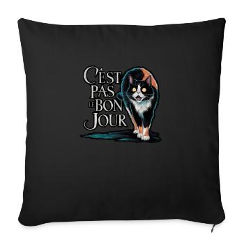 Angry cat - not on the right day - Sofa pillowcase 17,3'' x 17,3'' (45 x 45 cm) - black - Front