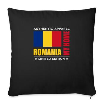 Roumanie - Housse de coussin décorative 45 x 45 cm - noir - Devant