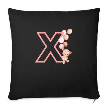 Lettre x rose ours - Housse de coussin décorative 45 x 45 cm - noir - Devant