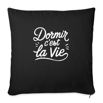 Dormir, c'est la vie - Housse de coussin décorative 45 x 45 cm - noir - Devant