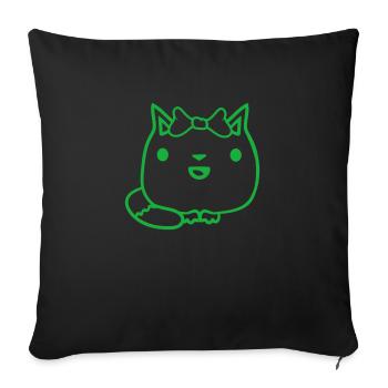 Cute Girl Cat Pretty Bow Woman Female - Sofa pillowcase 17,3'' x 17,3'' (45 x 45 cm) - black - Front