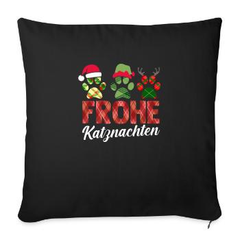 Père Noël Fête de Noël Noël Chats - Housse de coussin décorative 45 x 45 cm - noir - Devant