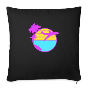 Airplane Palm Trees Flying Beach Strip Sea Travel - Sofa pillowcase 17,3'' x 17,3'' (45 x 45 cm) - black - Front