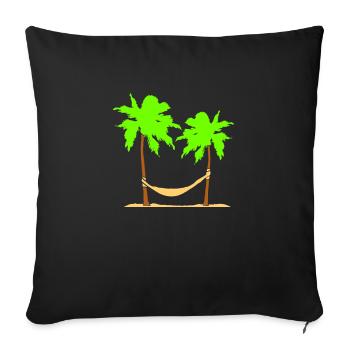 Hammock Under 2 Palm Trees Recreation Beach Sleeping - Sofa pillowcase 17,3'' x 17,3'' (45 x 45 cm) - black - Front