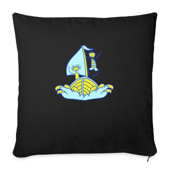 2 enfants Plaisir de la voile Deux frères et sœurs Amis Équipe - Housse de coussin décorative 45 x 45 cm - noir - Devant