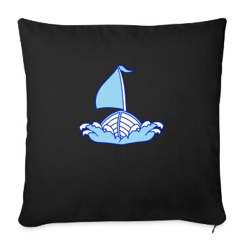 Schnelles Segelboot Wellen Segeln Cartoon Comic - Sofakissenbezug 45 x 45 cm - Schwarz - Vorne