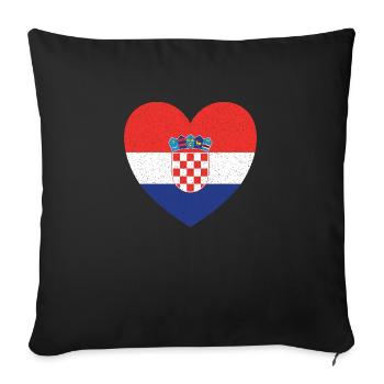 Croatia Heart Flag – Patriotic Design - Sofa pillowcase 17,3'' x 17,3'' (45 x 45 cm) - black - Front