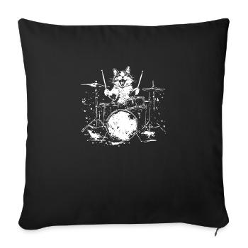 Cat Drums Drummer Drums Drummer Rock - Sofa pillowcase 17,3'' x 17,3'' (45 x 45 cm) - black - Front