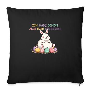 Tous les œufs mangés drôle coloré Pâques avec lapin - Housse de coussin décorative 45 x 45 cm - noir - Devant