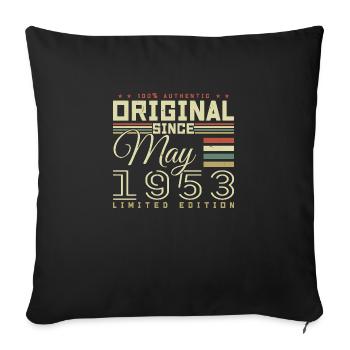 Cadeau Anniversaire Mai 1953, Gift May 1953 - Housse de coussin décorative 45 x 45 cm - noir - Devant