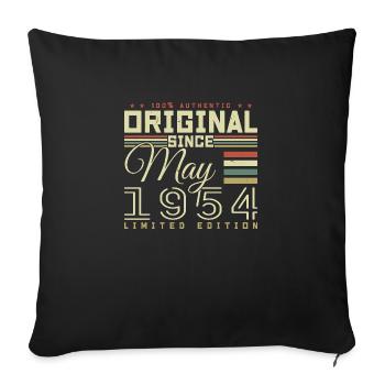 Cadeau Anniversaire Mai 1954, Gift May 1954 - Housse de coussin décorative 45 x 45 cm - noir - Devant