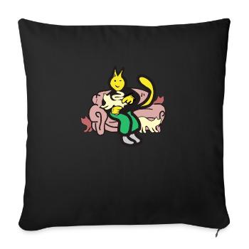 Cats person - Sofa pillowcase 17,3'' x 17,3'' (45 x 45 cm) - black - Front