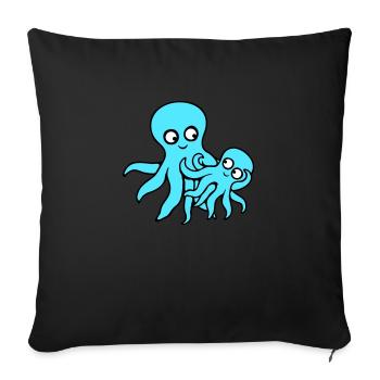 Pieuvre Maman Papa Enfant Bébé Mère Père Famille - Housse de coussin décorative 45 x 45 cm - noir - Devant