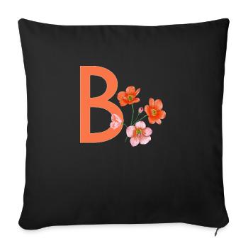B with flowers - Sofa pillowcase 17,3'' x 17,3'' (45 x 45 cm) - black - Front