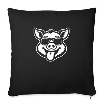Fête Truie Cochon Drôle - Housse de coussin décorative 45 x 45 cm - noir - Devant