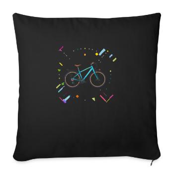 abstrait, dessin, vélo, coloré - Housse de coussin décorative 45 x 45 cm - noir - Devant