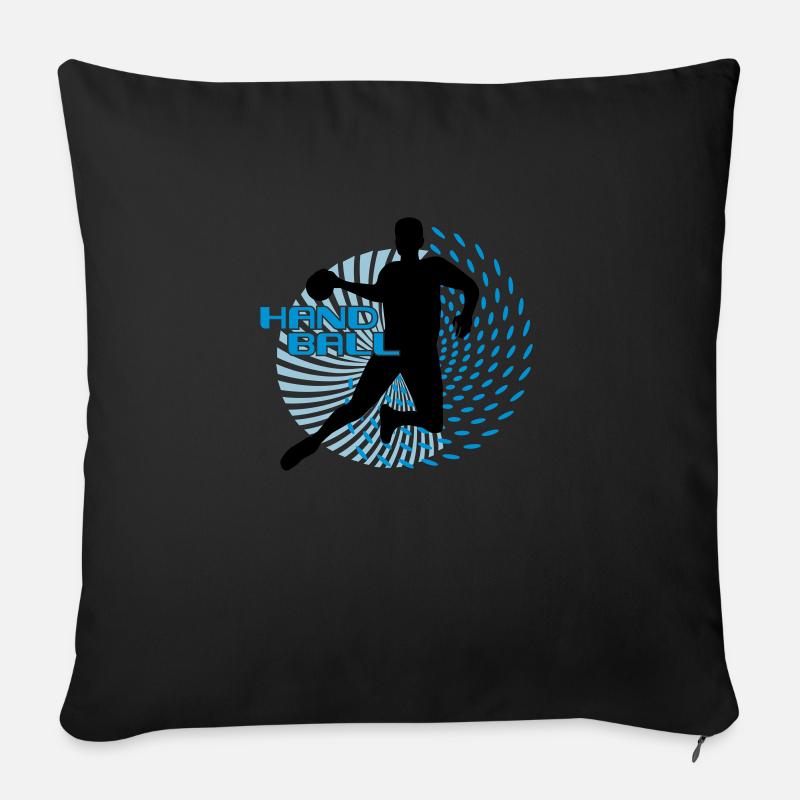 joueurs de handball dans le tourbillon de cercle - Housse de coussin décorative 45 x 45 cm - noir