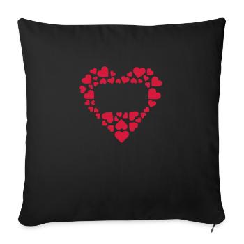 heart rectangle - Sofa pillowcase 17,3'' x 17,3'' (45 x 45 cm) - black - Front