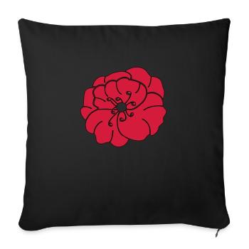 Rouge pivoine fleur de jardin - Housse de coussin décorative 45 x 45 cm - noir - Devant
