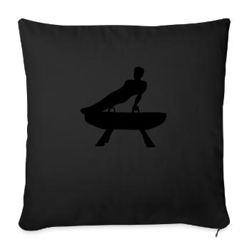 gymnastique silhouette homme sur pommeau turnge - Housse de coussin décorative 45 x 45 cm - noir - Devant