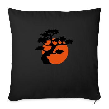 soleil soir lune nuit arbre décoration cool gaertn - Housse de coussin décorative 45 x 45 cm - noir - Devant
