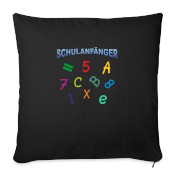 Schulanfänger - Zahlen Buchstaben - Sofakissenbezug 45 x 45 cm - Schwarz - Vorne