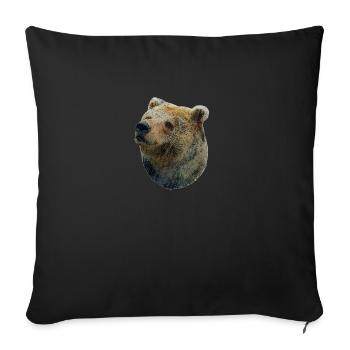 Happy brown bear - Sofa pillowcase 17,3'' x 17,3'' (45 x 45 cm) - black - Front