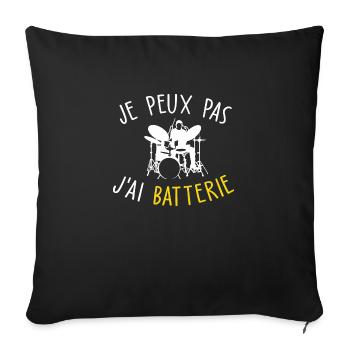 je peux pas j'ai batterie - Housse de coussin décorative 45 x 45 cm - noir - Devant