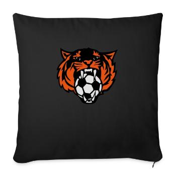 foot tigre rugit face club logo - Housse de coussin décorative 45 x 45 cm - noir - Devant