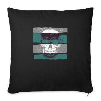 Skull green paper strip dark - Sofa pillowcase 17,3'' x 17,3'' (45 x 45 cm) - black - Front