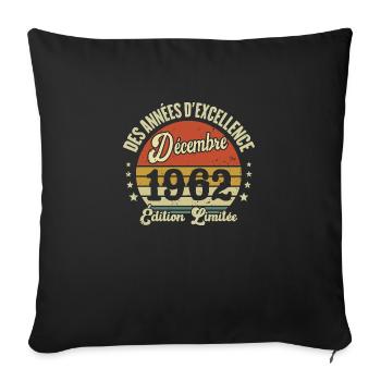 Des Années D'excellence Décembre 1962 Cadeau - Housse de coussin décorative 45 x 45 cm - noir - Devant
