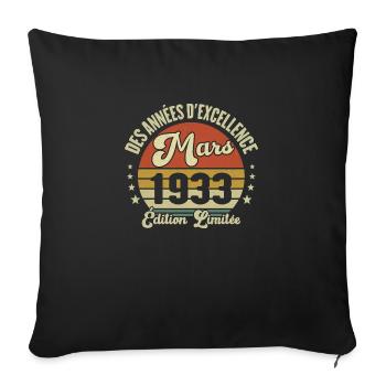 Des Années D'excellence Mars 1933 Cadeau - Housse de coussin décorative 45 x 45 cm - noir - Devant