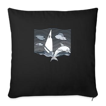 Voilier - Housse de coussin décorative 45 x 45 cm - noir - Devant