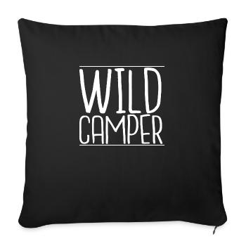 camping is in tents quote trailer trash present - Sofa pillowcase 17,3'' x 17,3'' (45 x 45 cm) - black - Front