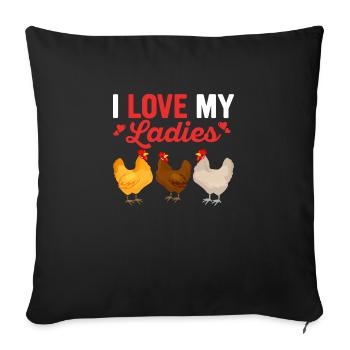 J’aime mes dames Hen Farming Chicken Daddy - Housse de coussin décorative 45 x 45 cm - noir - Devant