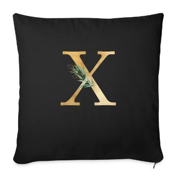 Customizable Monogram X Botany - Sofa pillowcase 17,3'' x 17,3'' (45 x 45 cm) - black - Front