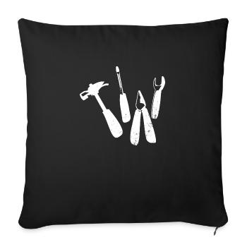 Outil Marteau Pince Clé Clé - Housse de coussin décorative 45 x 45 cm - noir - Devant