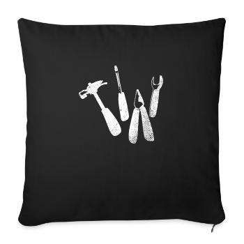 Outil Marteau Pince Clé Clé - Housse de coussin décorative 45 x 45 cm - noir - Devant