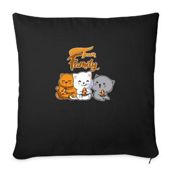 équipe famille chat pizza chien sport dicton boulanger - Housse de coussin décorative 45 x 45 cm - noir - Devant