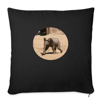 Kleiner Elefant im Laufschritt - Sofakissenbezug 45 x 45 cm - Schwarz - Vorne