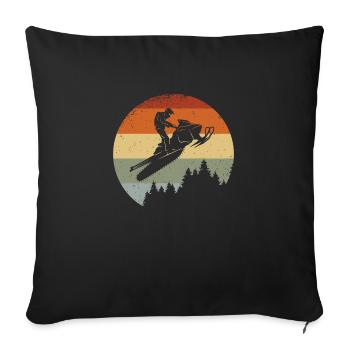 Conduite rétro en motoneige - Housse de coussin décorative 45 x 45 cm - noir - Devant