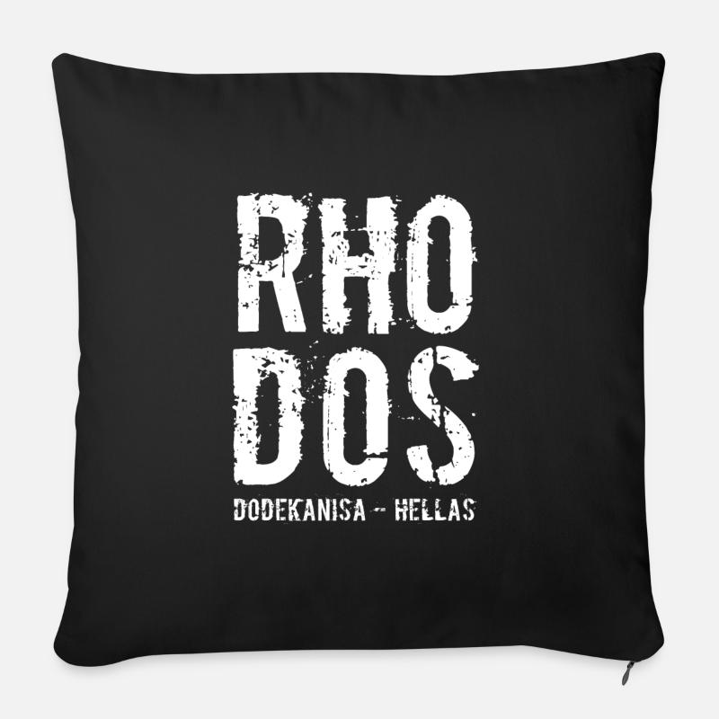 Île de Rhodes, Grèce, Mer Méditerranée, Mer Égée - Housse de coussin décorative 45 x 45 cm - noir